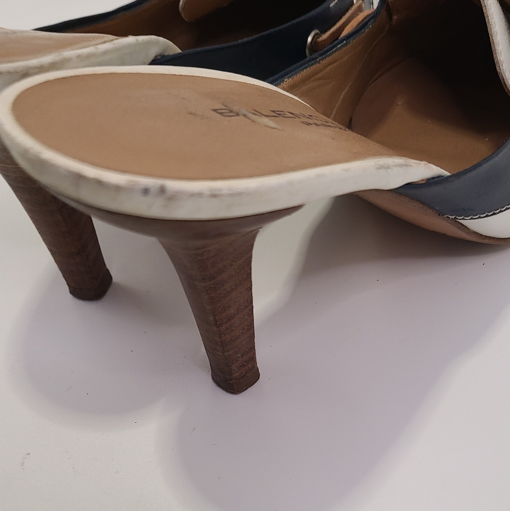 Balenciaga white and Navy Blue mules Heels with Bow  and Pointed Toe size 40 - Picture 7 of 10